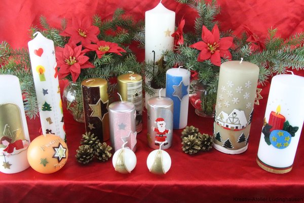 Weihnachtskerzen, christliche Kerzen, Kerzen zu Neujahr, Winterkerzen