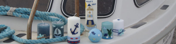 Maritime Kerzen, Kerzen mit maritimen Motiven, maritime Deko