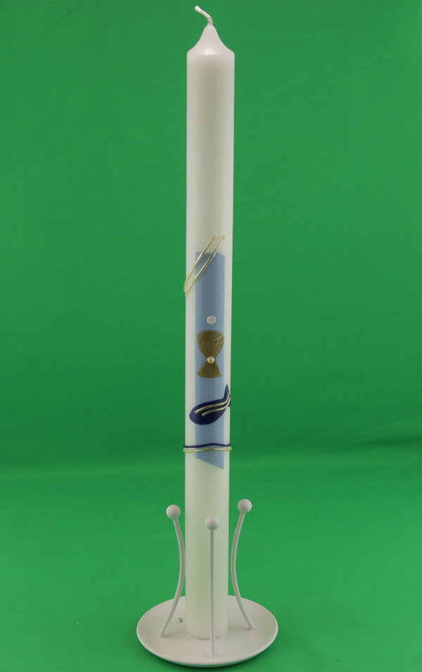 Metall-Leuchter in weiß, passend für Kerzen von 30 bis 40 mm Durchmesser, mit Dorn