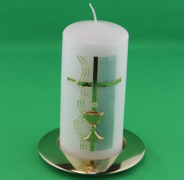 Flacher Metall-Leuchter aus Messing, glänzend, für Kerzen mit einem Durchmesser von 70 mm geeignet