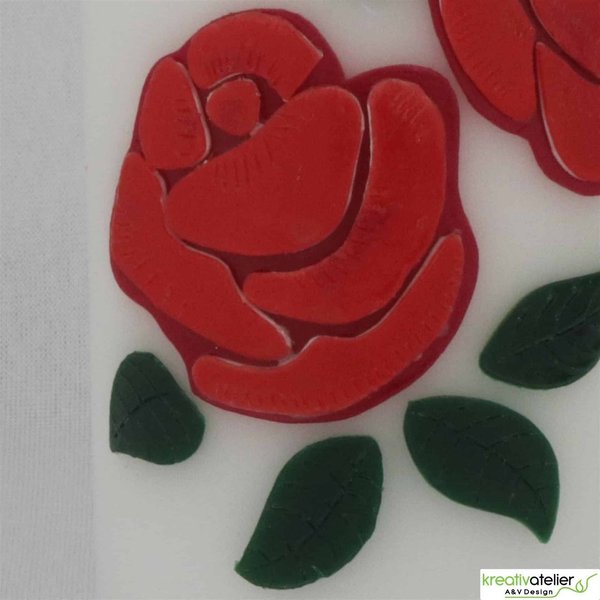 Valentinstag Geschenk, Muttertagsgeschenk: Kerze mit rote Rosen