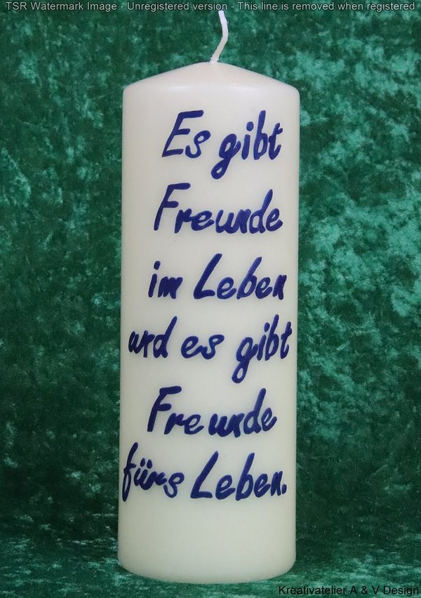 handbeschriftete Spruchkerze "Freunde"