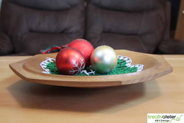 Kleines Weihnachtsdeckchen in grün-silber